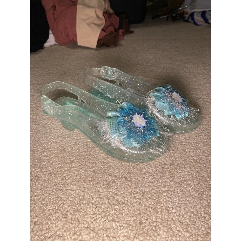 Disney Frozen Elsa Glitter Sparkle Dress Up Jelly Shoes Snowflake - Picture 1 of 7